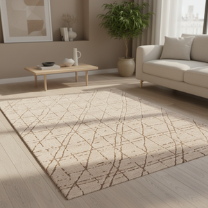<span class=keywords><strong>Tapis</strong></span> moderne en laine couleur <span class=keywords><strong>sable</strong></span>, à lignes gravées en tissage plat, à poils coupés et pelucheux, <span class=keywords><strong>tapis</strong></span> <span class=keywords><strong>de</strong></span> luxe pour salon - Product Image 2
