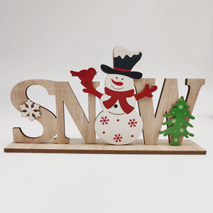 Christmas Wooden Xmas Decorations Paulownia Wood Hand Painted Home <b>Desktop</b> Ornaments Gift Idea - Product Image 4