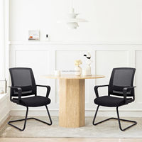 Chaise de bureau ergonomique avec support lombaire en forme d'arc, chaise d'invité, design en maille respirante simple, chaise d'ordinateur à dossier moyen