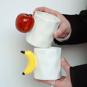 New Product Handmade 3D Fruit Ceramic Coffee Cup Cute Apple Banana Mug Unique Gift Mug for Birthday - Product Image 1