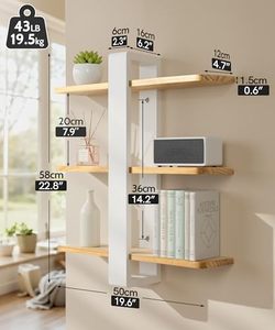 Floating Shelves White <strong>for</strong> <strong>Wall</strong> Mounted <strong>Shelving</strong> <strong>Unit</strong> All Pine Wood 3 Tier Large Shelf <strong>for</strong> Bedroom Living Room Office - Product Image 3