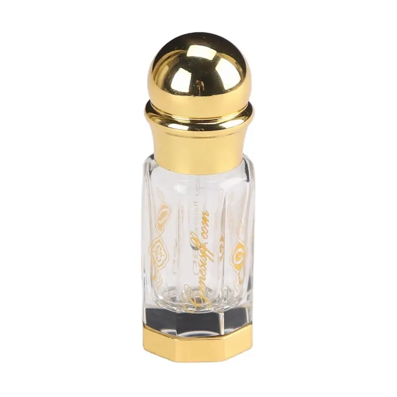 Bottiglie di olio di profumo arabo di cristallo 3ml 6ml 12ml all'ingrosso con Logo inciso