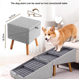 Escalier pour <span class=keywords><strong>chien</strong></span> en bois gain de place pour chiens de petite et moyenne taille, animaux de compagnie âgés, escalade sur le canapé, lit, <span class=keywords><strong>voiture</strong></span>, voyage, antidérapant, ottoman séparé, <span class=keywords><strong>rampe</strong></span> pour chiens - Product Image 6