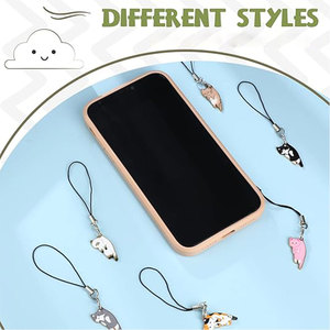 Ciondolo per telefono a forma di gatto, ciondolo estetico a forma di animale, decorazione da appendere per cellulare, zaino, portafoglio, portachiavi - Product Image 6