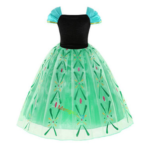 Halloween carnaval Navidad cumpleaños fiesta TV y película disfraces Cosplay bordado niñas Anna princesa vestido con Tiara - Product Image 4