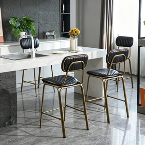 Tabouret de bar en métal industriel moderne avec coussin en cuir PU pour hôtel, cuisine, <span class=keywords><strong>salle</strong></span> à <span class=keywords><strong>manger</strong></span>, salon - Product Image 2