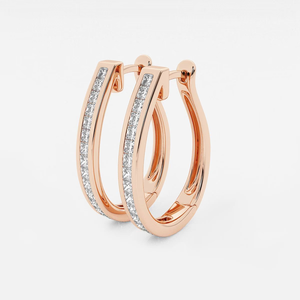 Élégantes boucles d'oreilles créoles 1 1/2 carats en diamants de laboratoire taille princesse sertis en canal, à l'éclat brillant, bijoux de luxe éthiques pour femmes - Product Image 2