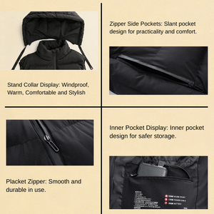 Gilet chauffant d'hiver unisexe Mydays Outdoor avec capuche, 9 zones de chauffage, double contrôle, veste chauffante électrique pour <span class=keywords><strong>la</strong></span> randonnée, le ski, le <span class=keywords><strong>camping</strong></span> - Product Image 3