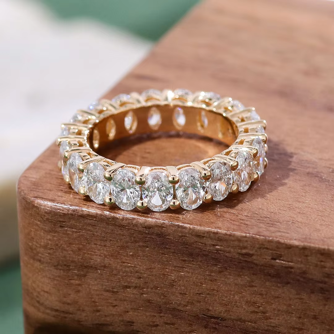 Vero solido oro 14k + anello di diamanti da laboratorio