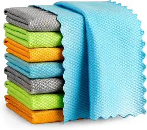 SEQ Reusable Lint Free Edgeless cutting diamond weave kitchen Rags for Glass No Watermark or Streaks, Dishes, Mirrors