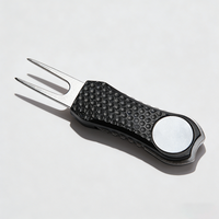 Outil de réparation de divots de golf tout en métal pliable avec bouton pop-up et marqueur de balle de golf magnétique
