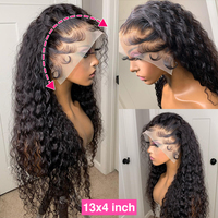 Perruque frontale HD en dentelle 13x6 en cheveux indiens bruts, ondulations profondes, cheveux vierges alignés sur les cuticules, sans colle, pour femmes noires