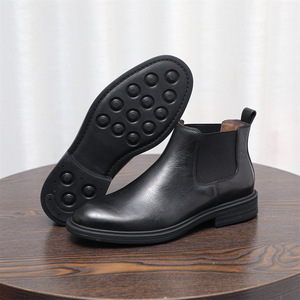 Bottines décontractées pour hommes pour hommes rétro vache en cuir véritable plate-forme épaisse marche <span class=keywords><strong>moto</strong></span> <span class=keywords><strong>botte</strong></span> chaussures habillées élégant Preppy - Product Image 3