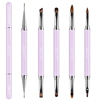 Kit d'outils professionnels BQAN pour la peinture au gel acrylique, pinceau plat, pinceau double embout pour la décoration des ongles