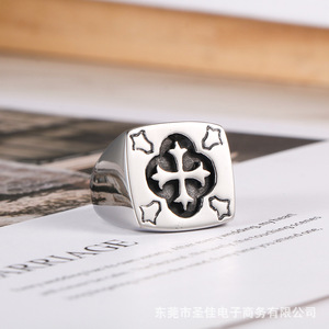 Men's <b>Titanium</b> Steel <b>Ring</b> Cross Pattern SA563 Gift Jewelry - Product Image 5