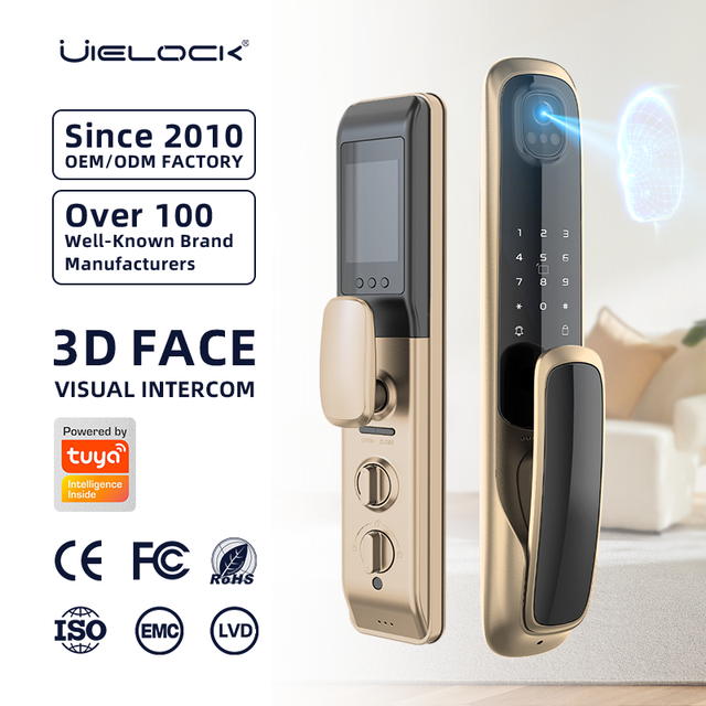 UIELOCK QB20 3D Face Recognition Smart Door Lock With Camera Picture Capture Wifi Tuya App Fingerprint Facial Password Card