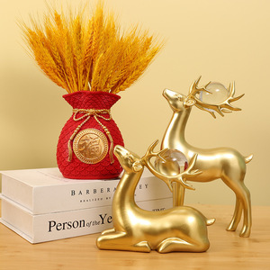 Sac cadeau de fleurs séchées en forme d'épi de blé porte-bonheur Master Gu, en résine, style chinois, décoration pour la maison, le bureau, l'entrée, le salon - Product Image 1