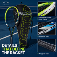 DECOQ Raquette de tennis en fibre de carbone pour entraînement en club et équipe, logo personnalisé OEM, durable, gamme intermédiaire-avancée, vente en gros et approvisionnement en vrac