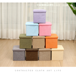 Cubo otomano de almacenamiento lujoso moderno directo de fábrica, taburete de pie plegable, asiento acolchado de tela tapizada, almacenamiento para reposapiés - Product Image 5