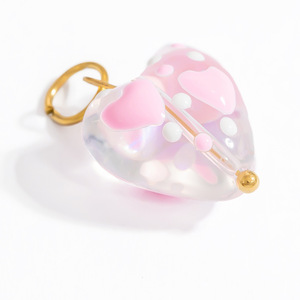 จี้แก้วรูปหัวใจพร้อมลายรักสแตนเลส DIY เครื่องประดับสำหรับสร้อยคอของขวัญสำหรับทุกเพศ - Product Image 4