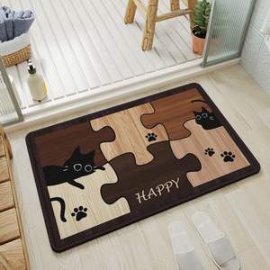 Alfombra de Baño Rectangular Antideslizante Sally Ma Walnut Cat, de Fibra de Poliéster, con Lindo Diseño de Animales - Product Image 3