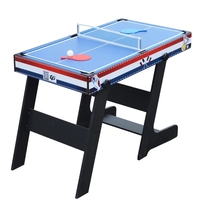Table pliante multifonctionnelle 4-en-1 multisports pour enfants Pieds en bois massif avec piscine Hockey Ping-Pong Football