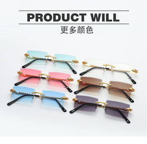 New Arrival Fashion Rimless Sunglasses Snake Metal <b>Temple</b> UV400 Colorful Lens <b>Men</b> Women Custom Logo Factory Wholesale - Product Image 4