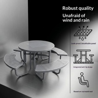 Ensemble table et chaises connectées d'extérieur, étanche et résistant au soleil, en acier rond, pour pique-nique multi-personnes, mobilier d'extérieur pour parc et marché nocturne