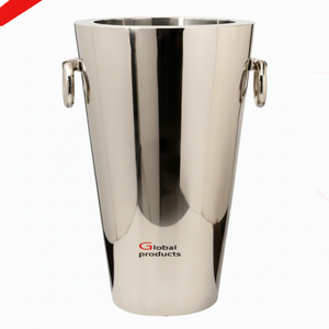 Vase à fleur en acier inoxydable en métal fini argent de qualité supérieure avec poignée pour restaurant et bar d'hôtel - Product Image 1