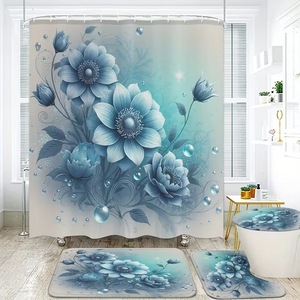 Rideau de Douche Floral en Polyester, Imprimé Numérique Personnalisé, Imperméable, Lot de 14, Vente en Gros - Product Image 2