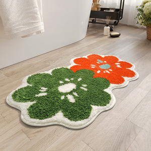 Floral Cartoon Bath Mat Anti-Slip Absorbent Bathroom Floor Mat Custom Shape Blended <b>Material</b> - Product Image 3