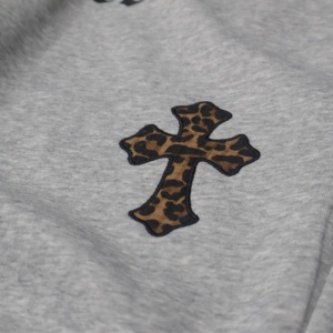 Men's Gray Embroidered Leopard Cross Cargo Sweatpants <b>Elastic</b> Waist Drawstring Wide Leg Casual Streetwear Pants Custom Logo - Product Image 5