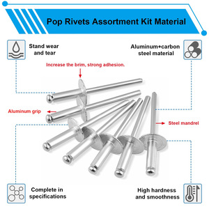 Baiguluo Pop Rivet Set 800pcs Aluminum Blind Rivets 3/8 In Head Diameter Washer Included Construction Industry Use - Product Image 3