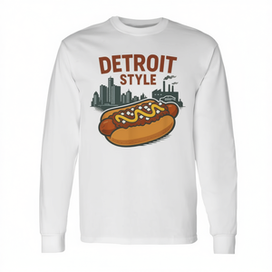 T-shirt à manches longues Detroit Style Hot Dog pour les amateurs de Coney Dog - Product Image 2
