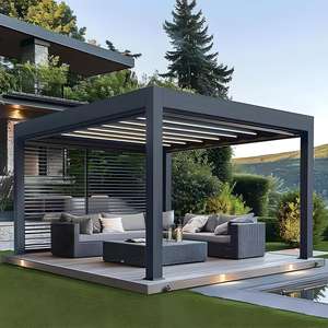 Kits <span class=keywords><strong>de</strong></span> toiture <span class=keywords><strong>de</strong></span> pergola en aluminium pour <span class=keywords><strong>jardin</strong></span>, couverture <span class=keywords><strong>de</strong></span> patio arrière 4m x 3m, auvent rétractable avec toit à lamelles et écran - Product Image 1