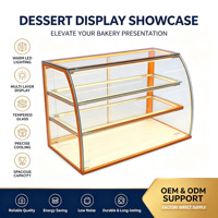 Vitrine de boulangerie haut de gamme en bois éclairée par LED avec arche et verre transparent, présentoir à pain multifonction de luxe pour pâtisserie