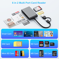 Lector de tarjetas USB inteligente portátil OEM, Chip ISO7816 Compatible con tarjetas MS M2 SD TF, lector de tarjetas de identificación IC de alta eficiencia, escritor