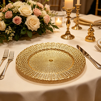 Assiette de Présentation en Plastique PP Doré/Argenté à Motif Tressé Exquis, Personnalisable pour Mariages, Fêtes, Hôtels et Événements – Style Américain – Meilleures Ventes