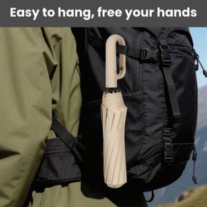 Hot Sale Unbreakable Paraguas Windproof UV <b>Folding</b> Durable Premium Grip Automatic Umbrella With logo Custom Ring Buckle - Product Image 6