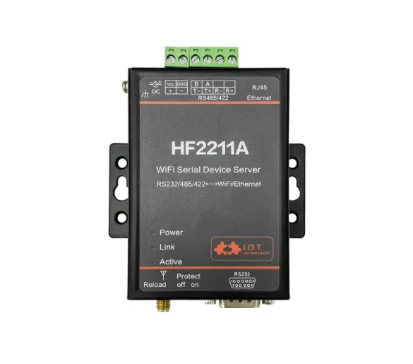 Perangkat Seri WiFi Server RS232/RS232/RS422 Modul Konverter Ethernet WiFi Port Seri Ke Modul Konverter HF2211A Colokan EU