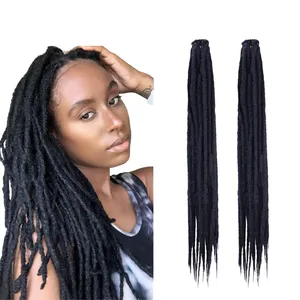 Ekstensi rambut gimbal panjang 24/36 inci 10 helai sintetis pengunci Dread tipis panjang buatan tangan Crochet rambut gaya Reggae