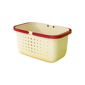 Panier de rangement rectangulaire pour salle de bain avec poignée, pour shampoing de douche, utilisation extérieure, blanc, gris, rose, vert, blanc laiteux, rouge - Product Image 1