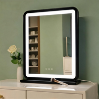 Lampe LED carrée intelligente de designer moderne, rechargeable, grand miroir de maquillage en verre et métal pour bureau, personnalisable