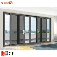 Patio extérieur sur mesure, portes coulissantes en verre teinté en aluminium