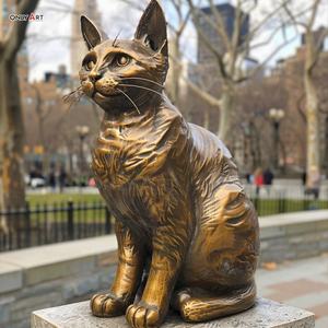 Décoration publique de jardin urbain extérieur personnalisé Grande statue moderne de chat d'animal coulé en laiton en métal Sculpture géante en bronze de statue de gros chat - Product Image 6
