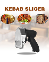 Couteau à shawarma électrique, coupe-viande avec 2 lames, 80W, couteau à kebab turc professionnel, acier inoxydable