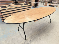 Table de réception pliante ovale imperméable pour l'extérieur, meubles commerciaux rétro en MDF, métal, plastique, bois, pour hôtel, mariage, banquet, événement