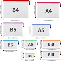 Sacs de rangement en filet plastique à fermeture éclair pour documents, multicolores, imperméables, pour bureau, électronique et organisation domestique (commande en gros)