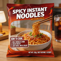Fideos Udon de Trigo Duro Listos para Comer, Picantes, Bajos en Sodio, Sin Azúcar, en Vaso, Alimento Diario Nutritivo