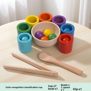 Juguete Educativo de Madera Montessori Transfronterizo: Vasos de Clasificación de Siete Colores para Entrenamiento de Concentración Infantil - Product Image 6